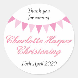 Baby Bunting Pink Baptism Christening Favor Classic Round Sticker