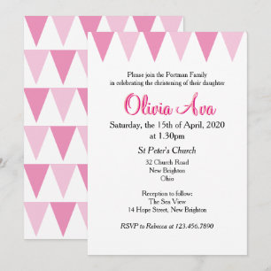 Baby Bunting Pink Baptism Christening Invitation