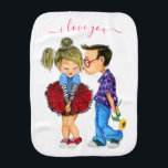 Baby Burp Cloth with Couple Love - I Love You<br><div class="desc">Sweet Romantic Couple - Love - I Love You - Kiss Cute Boy and Girl - Fun Painting - Choose / Add Your Unique Text / Name / Color - Make Your Special Gift - Resize and move or remove / add elements - image / text with customization tool. Painting...</div>
