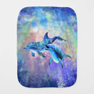 Baby Burp Cloth with Dolphins