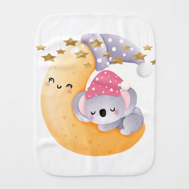 Baby Burp Cloth with Koala and Moon (Front)