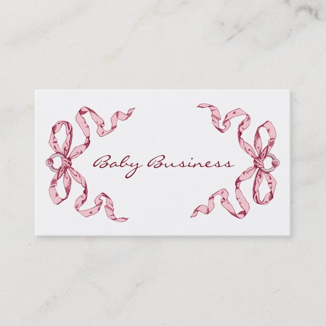 Baby Business Pink Bows Business Cards (Front)