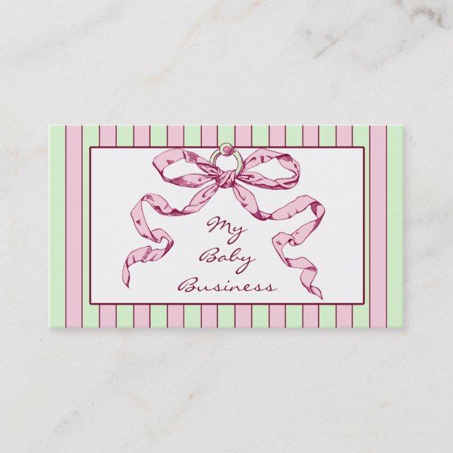 Baby Business Stripes and Bow Business Cards (Front)