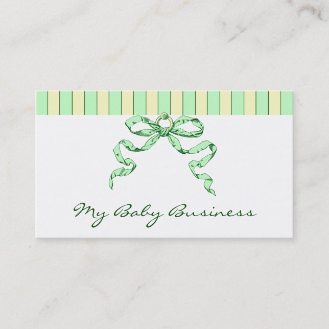Baby Business Stripes and Bow Business Cards (Front)
