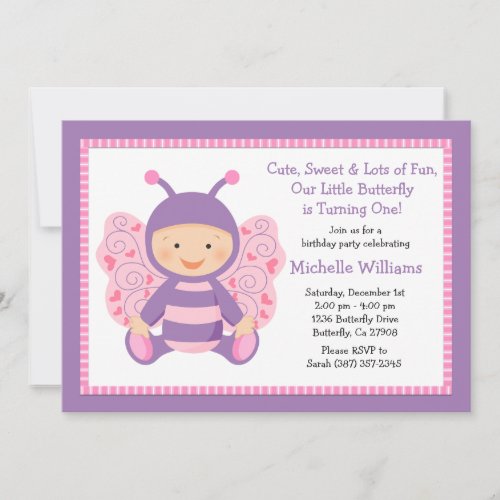 Baby Butterfly Birthday Party Invitation