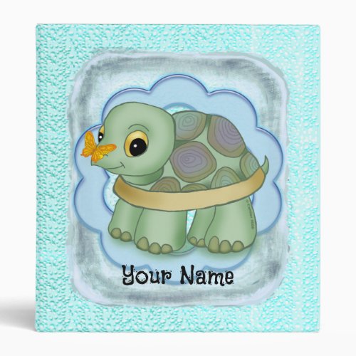 Baby Butterfly Turtle custom name binder