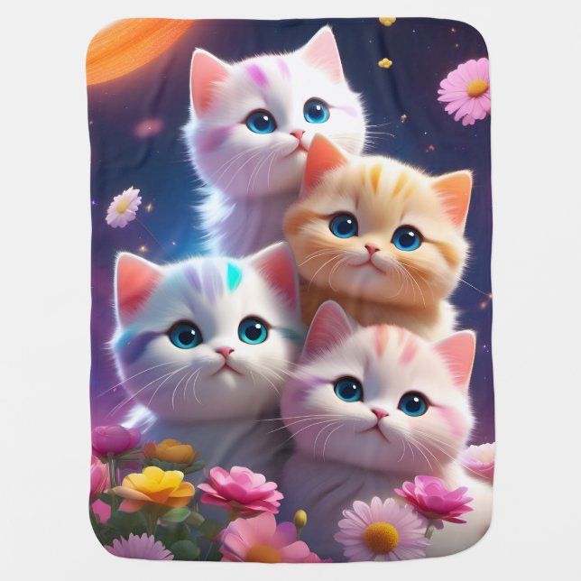Baby cake with kittens baby blanket (Front)