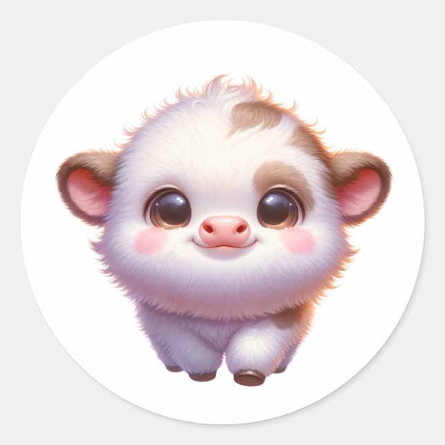 Baby calf classic round sticker (Front)