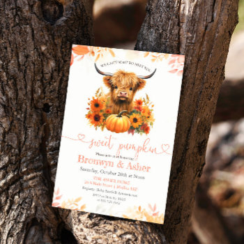 Baby Calf Cow Pumpkin Baby Shower Invitation by PaperandPomp at Zazzle