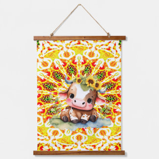 Baby Calf In Bright Colors Hanging Tapestry