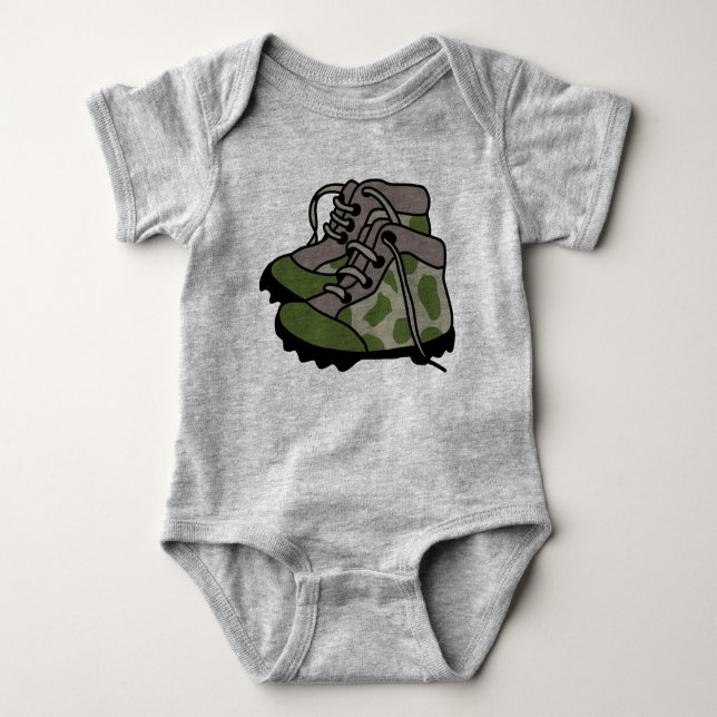 Baby Camo Boots Baby Bodysuit (Front)