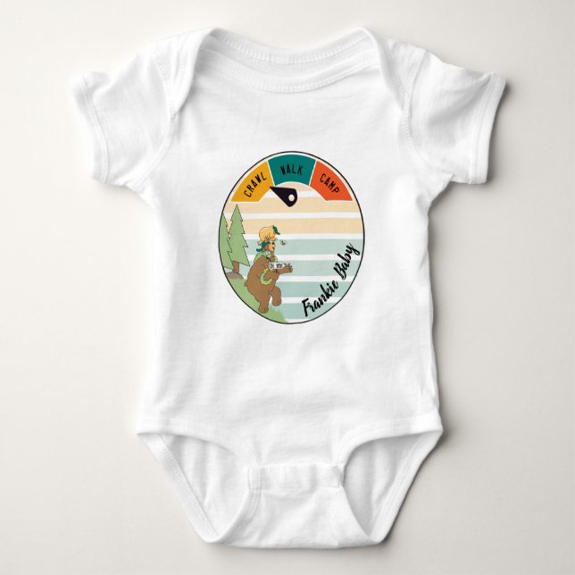 Baby Camp Bear, Snake, Owl Personalize Baby Bodysuit (Front)