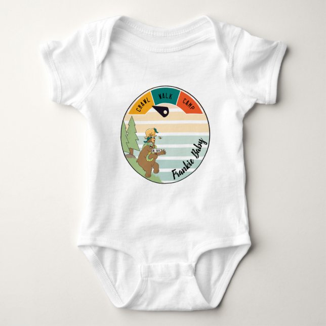 Baby Camp Bear, Snake, Owl Personalize Bodysuit (Front)