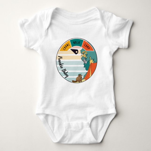 Baby Camp Beaver, Opossum, Snake Personalize Baby Bodysuit (Front)