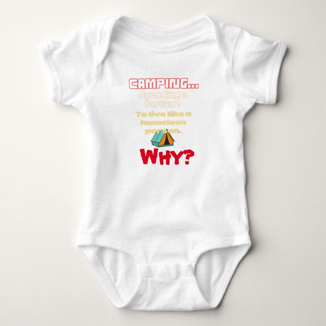 Baby camping humor funny baby bodysuit (Front)
