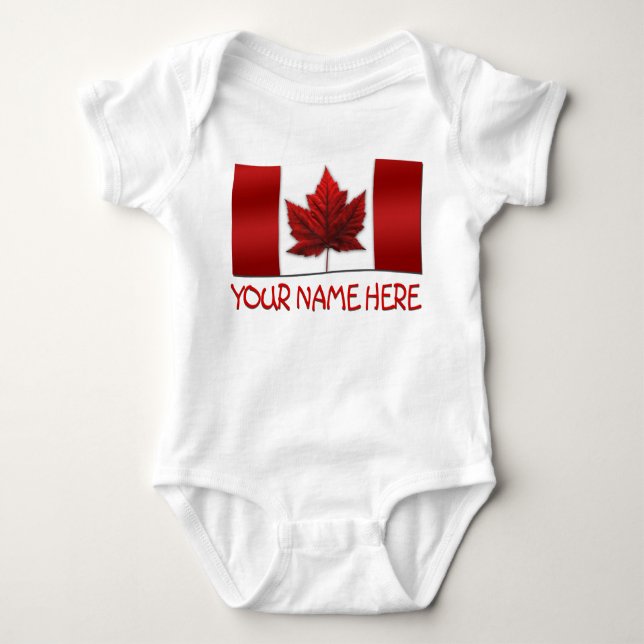 Baby Canada Flag Souvenir One-Piece Baby Bodysuit (Front)