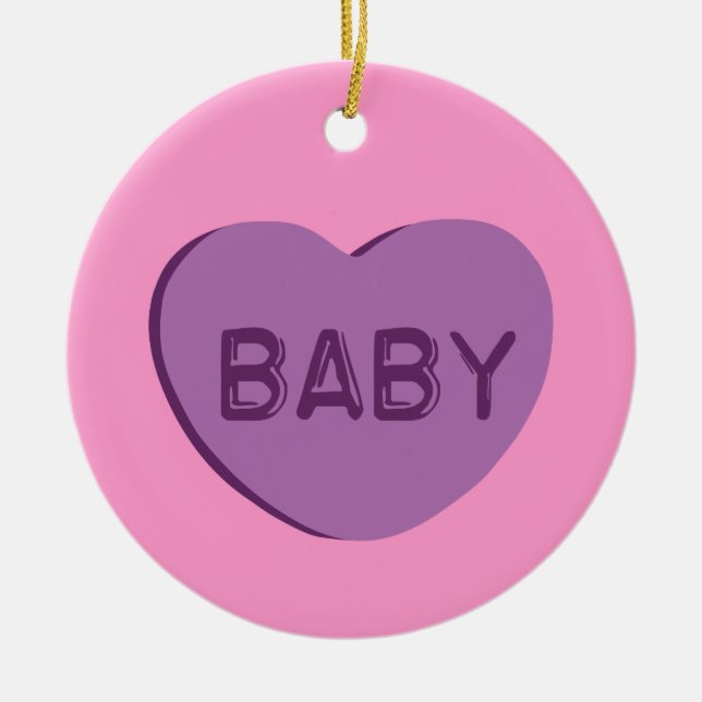 Baby Candy Heart Ceramic Ornament (Front)
