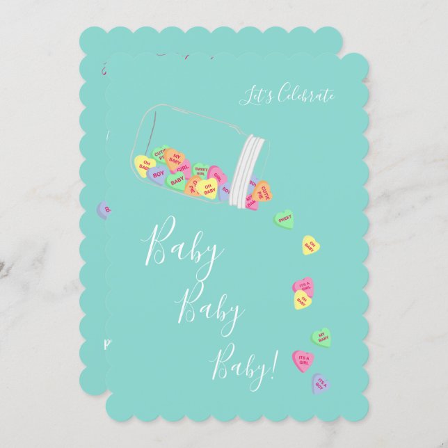 BABY Candy Hearts Baby Shower Sprinkle Invitation (Front/Back)