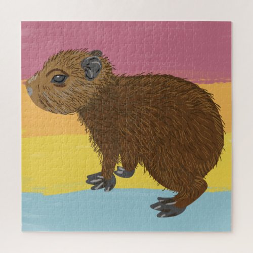 Baby Capybara Painted Illustration Jigsaw Puzzle