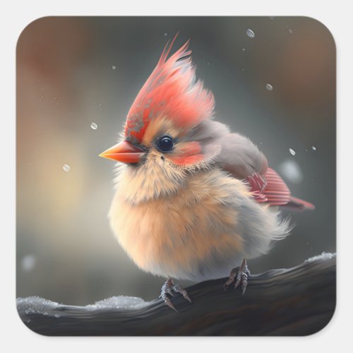 Baby Cardinal Square Sticker