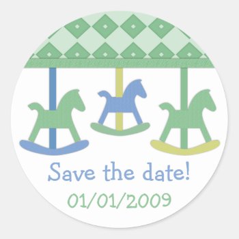 Baby Carousel Collection Classic Round Sticker by SayItNow at Zazzle