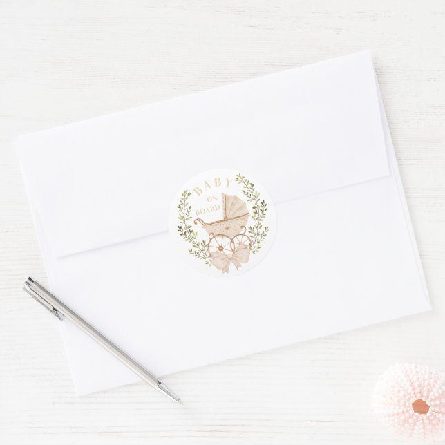Baby Carriage | Baby on Board Classic Round Sticker (Envelope)