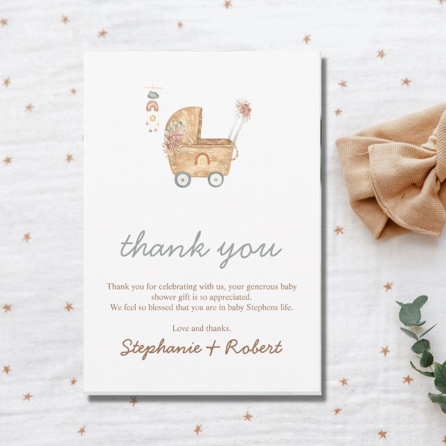  Baby Carriage Baby Shower Thank You Card (Creator Uploaded)