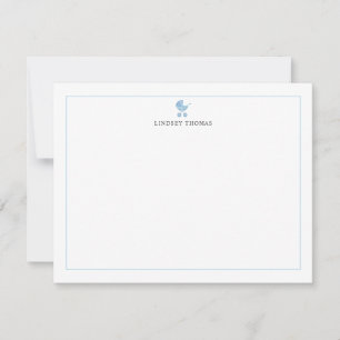 Baby Carriage Blue Border Personalized Stationery Note Card