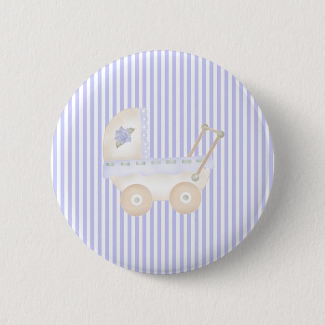 Baby Carriage Blue  Pinback Button (Front)