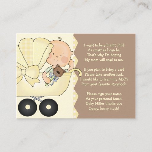 Customizable Baby Carriage -  Book Insert Card Business Cards