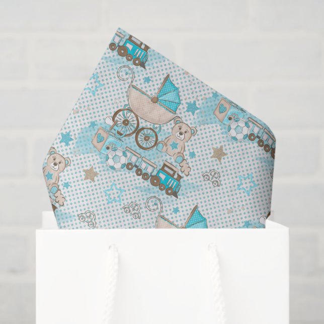 Baby Carriage Boy Tissue Paper (Gift Bag)