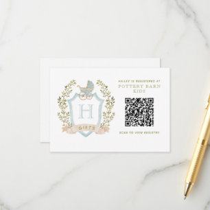 Baby Carriage Crest   Baby Shower Gift Registry Enclosure Card