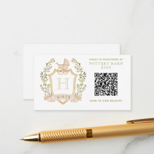 Baby Carriage Crest   Baby Shower Gift Registry Enclosure Card