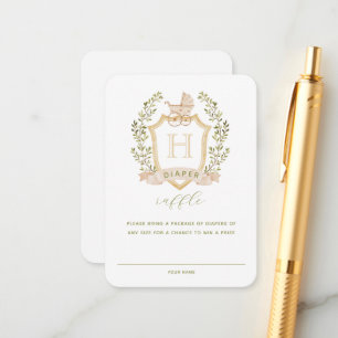 Baby Carriage Crest   Diaper Raffle Enclosure  Card