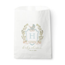 Baby Carriage Crest Monogram | Blue Baby Shower Favor Bag