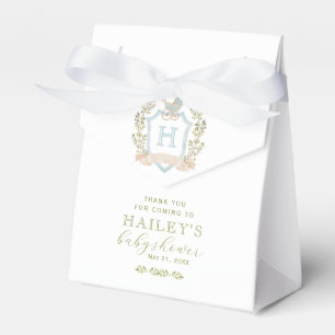Baby Carriage Crest Monogram   Blue Baby Shower Favor Boxes