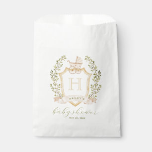 Baby Carriage Crest Monogram Neutral Baby Shower Favor Bag