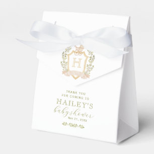 Baby Carriage Crest Monogram   Neutral Baby Shower Favor Boxes