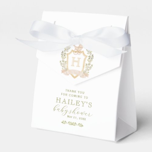 Baby Carriage Crest Monogram  Neutral Baby Shower Favor Boxes