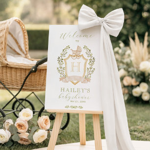 Baby Carriage Crest Monogram   Neutral Baby Shower Foam Board