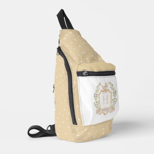 Baby Carriage Crest Monogram  Neutral Baby  Sling Bag