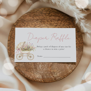 Baby Carriage Girl Baby Shower Diaper Raffle Enclosure Card