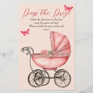 Baby Carriage Girl Baby Shower Pass the Prize Game