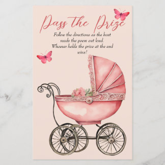 Baby Carriage Girl Baby Shower Pass the Prize Game