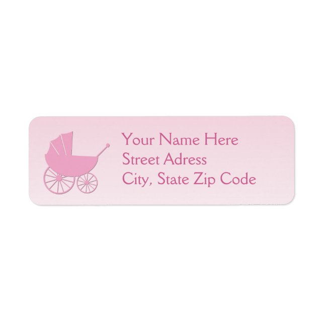 Baby Carriage in Pink Baby Shower Set Label (Front)