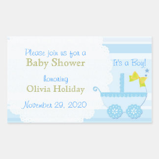 Baby Carriage It's a Boy! Blue Baby Shower Sticker