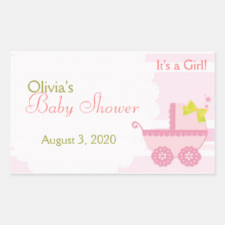 Baby Carriage It's a Girl Pink Baby Shower Sticker