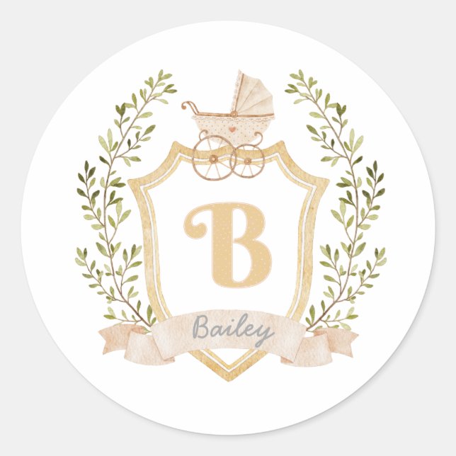 Baby Carriage Monogram B | Neutral Sticker (Front)