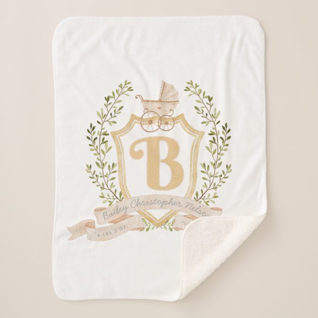 Baby Carriage Monogram "B" Nursery  Baby Blanket (Front)