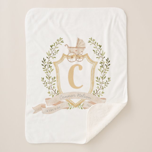 Baby Carriage Monogram "C" Nursery  Baby Blanket (Front)